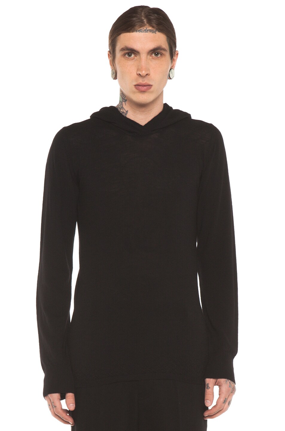 Image 1 of Rick Owens Hooded Sweater in Black