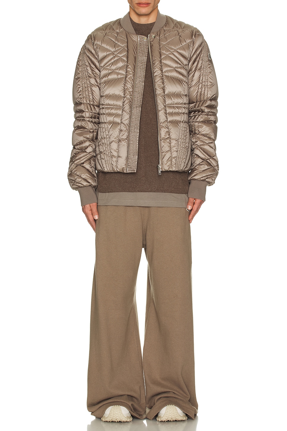 Image 1 of Rick Owens x Moncler Jumbo Round Neck Sweatshirt in Dust