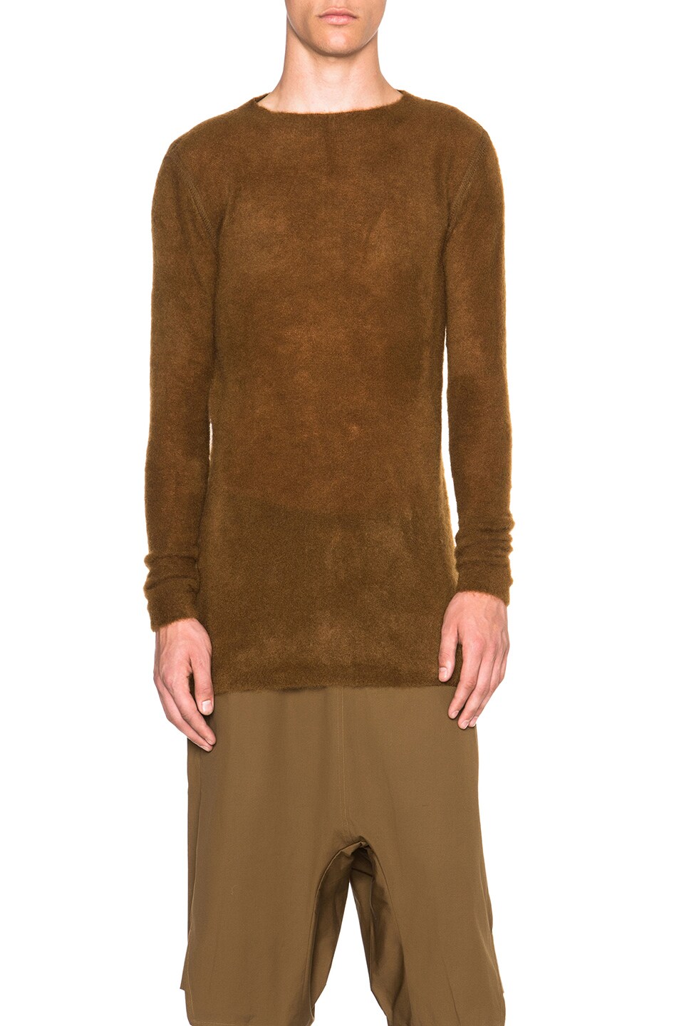Image 1 of Rick Owens Level Round Neck Sweater in Mustard