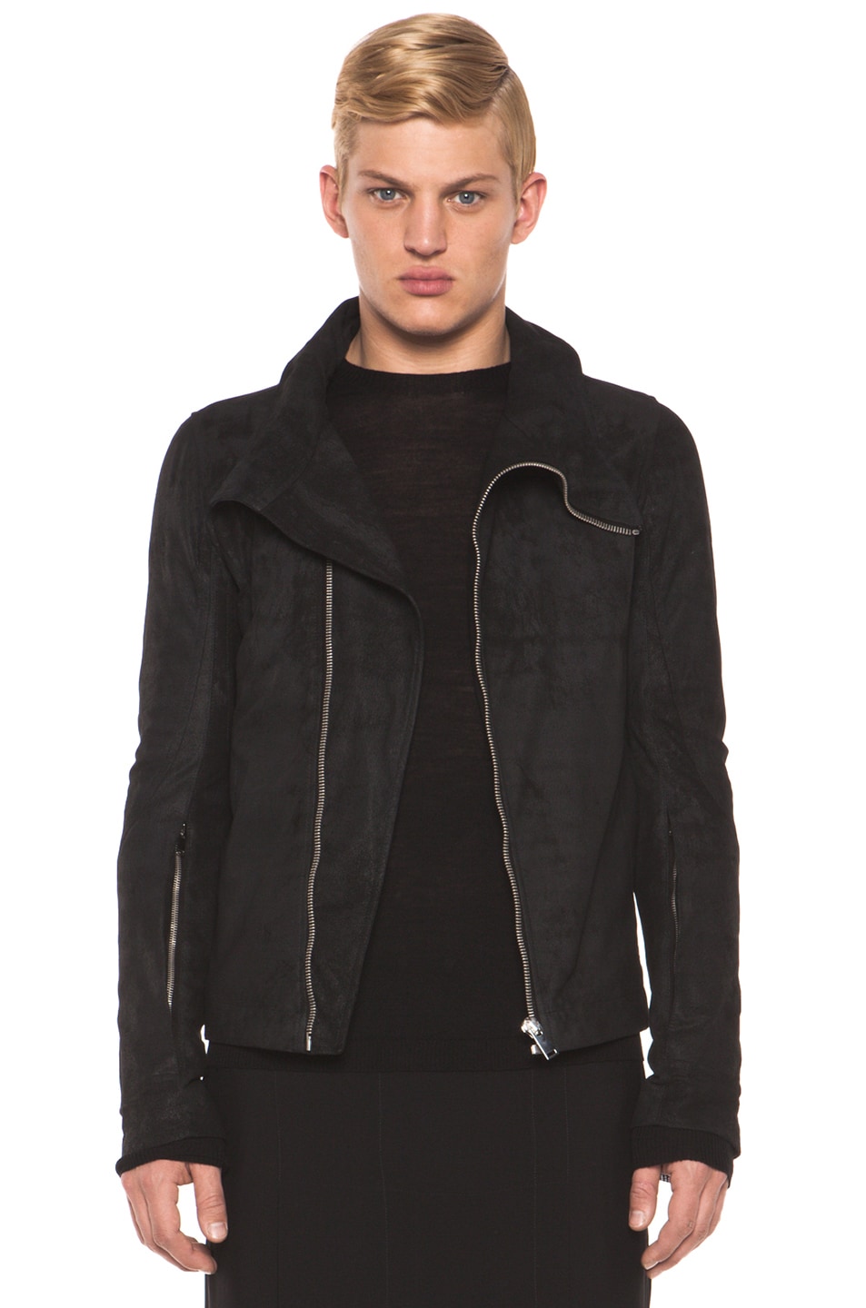Rick Owens Bauhaus Blistered Leather Jacket in Black | FWRD