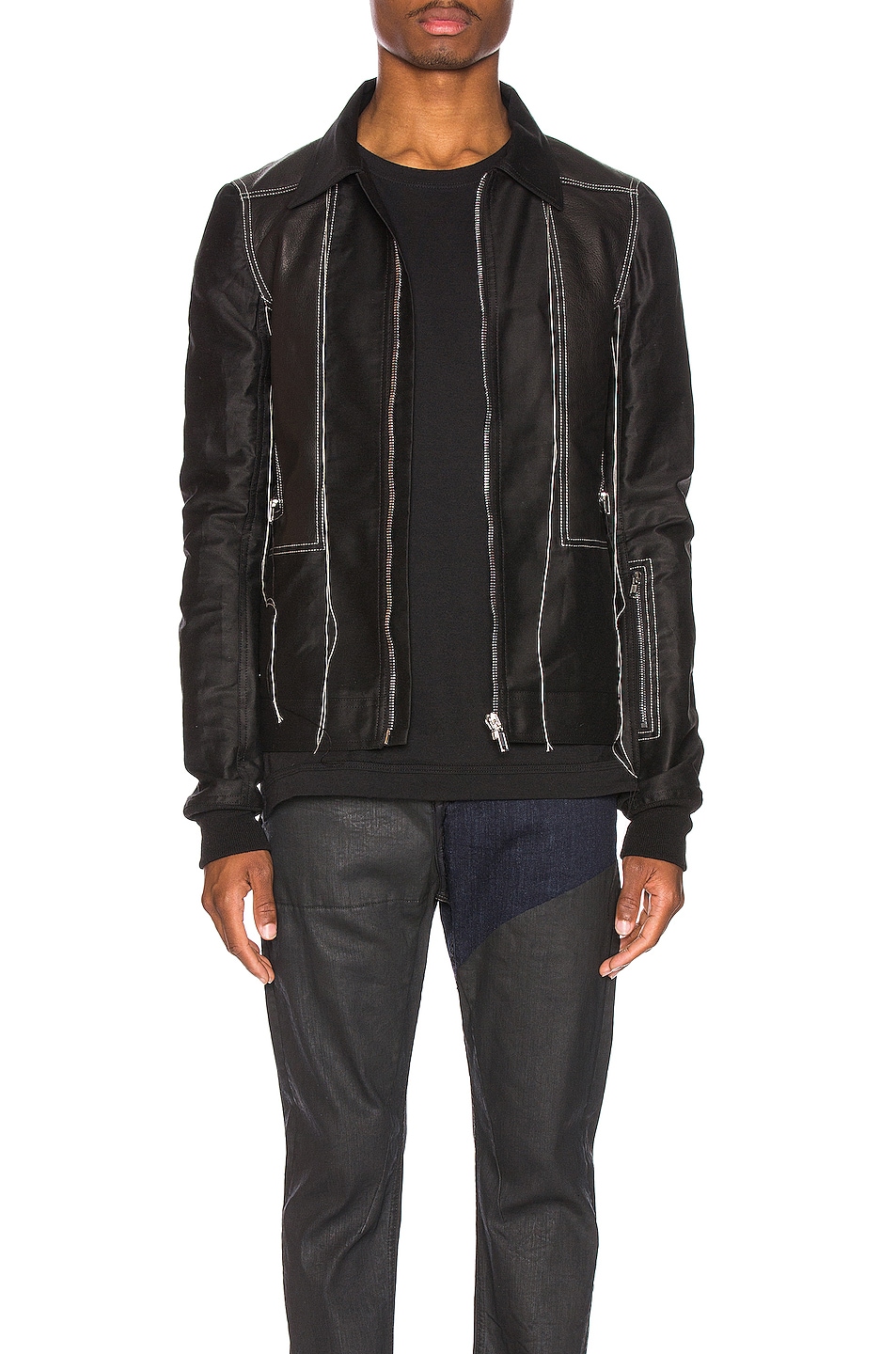 Image 1 of Rick Owens Rotterdam Harness Jacket in Black & Pearl