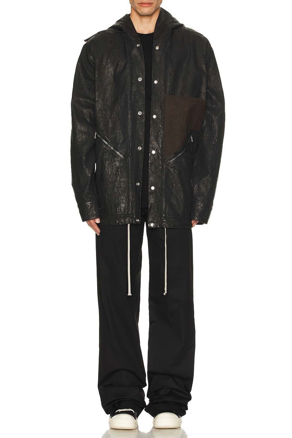 Image 1 of Rick Owens Tour Hoodie Jacket in Black & Brown