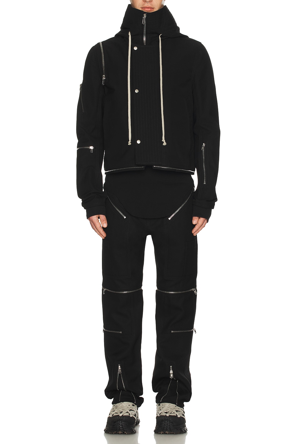 Image 1 of Rick Owens Bonotto Cropped Headon Parka in Black