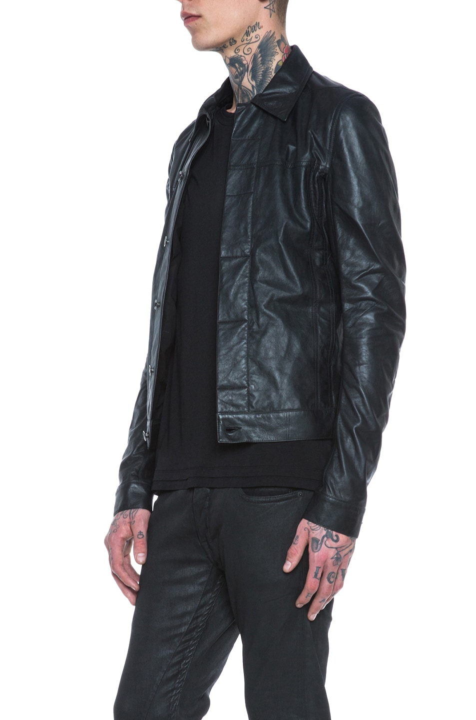 Rick Owens Work Glass Ice Lambskin Leather Jacket in Black ...