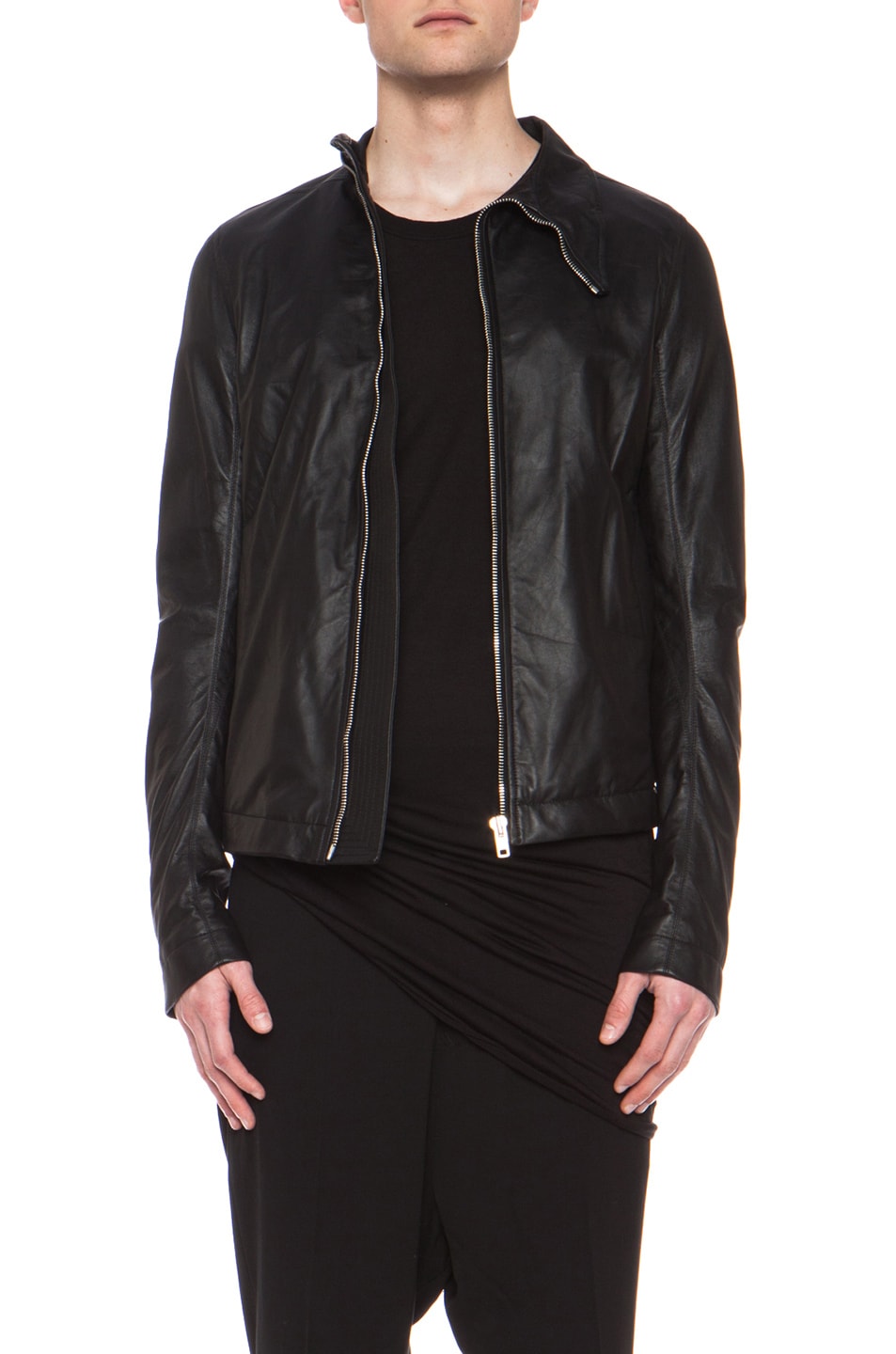 Rick Owens Mollino Lambskin Jacket in Black | FWRD