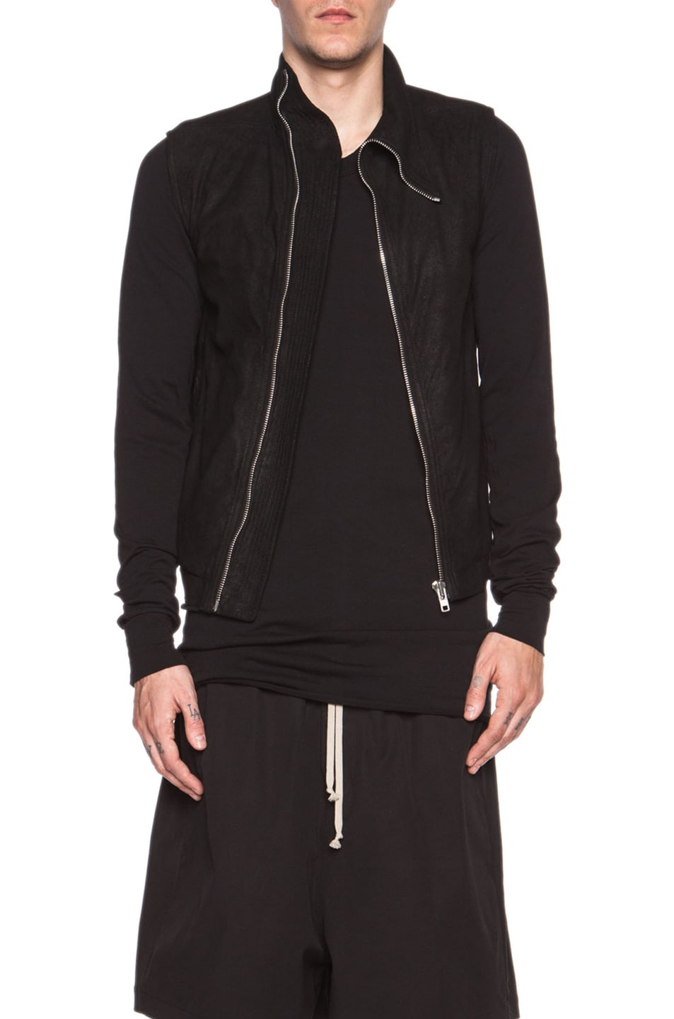 Image 1 of Rick Owens Sleeveless Blister Leather Mollino in Black