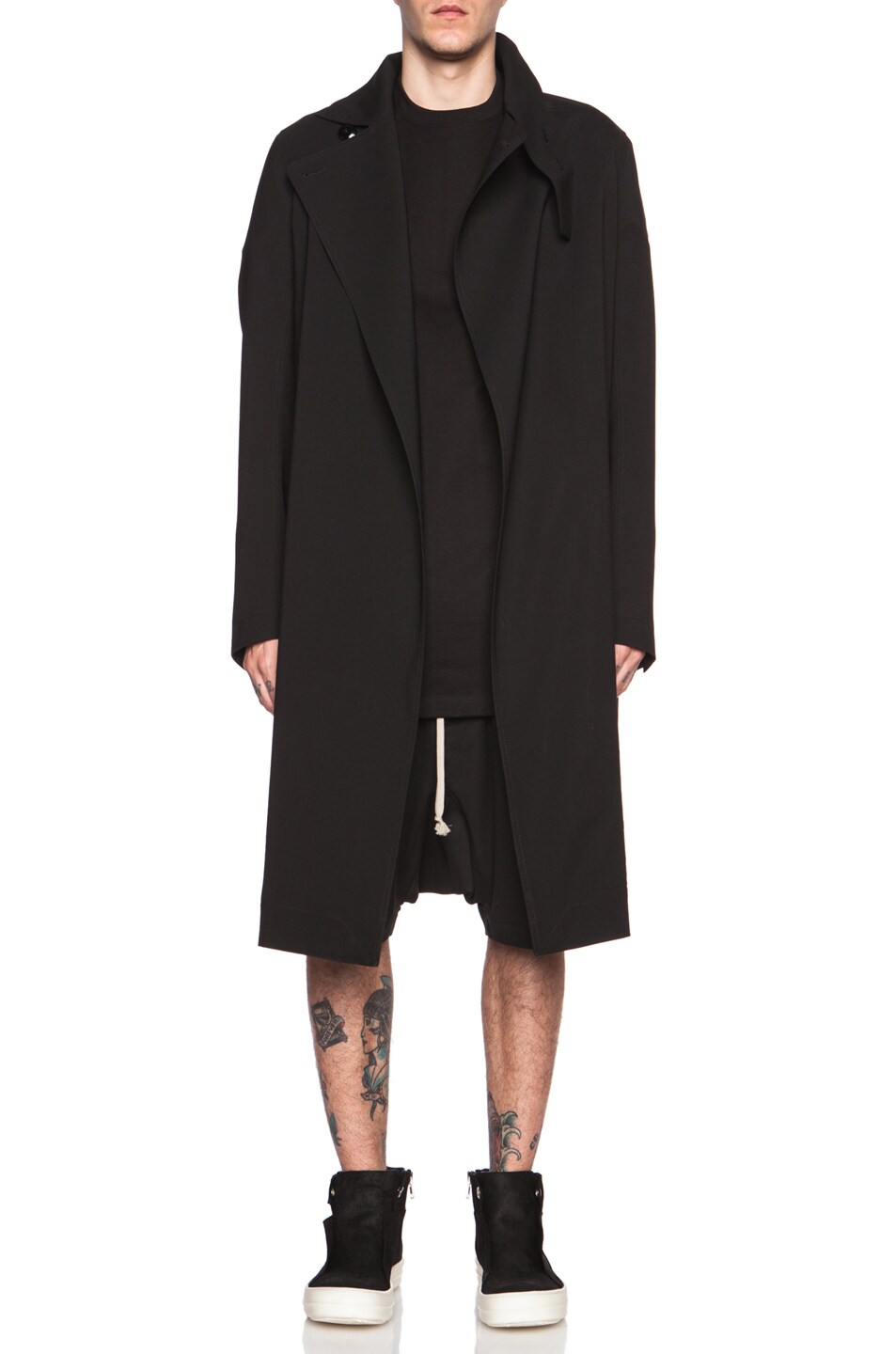 Image 1 of Rick Owens Wool-Blend Trench in Black