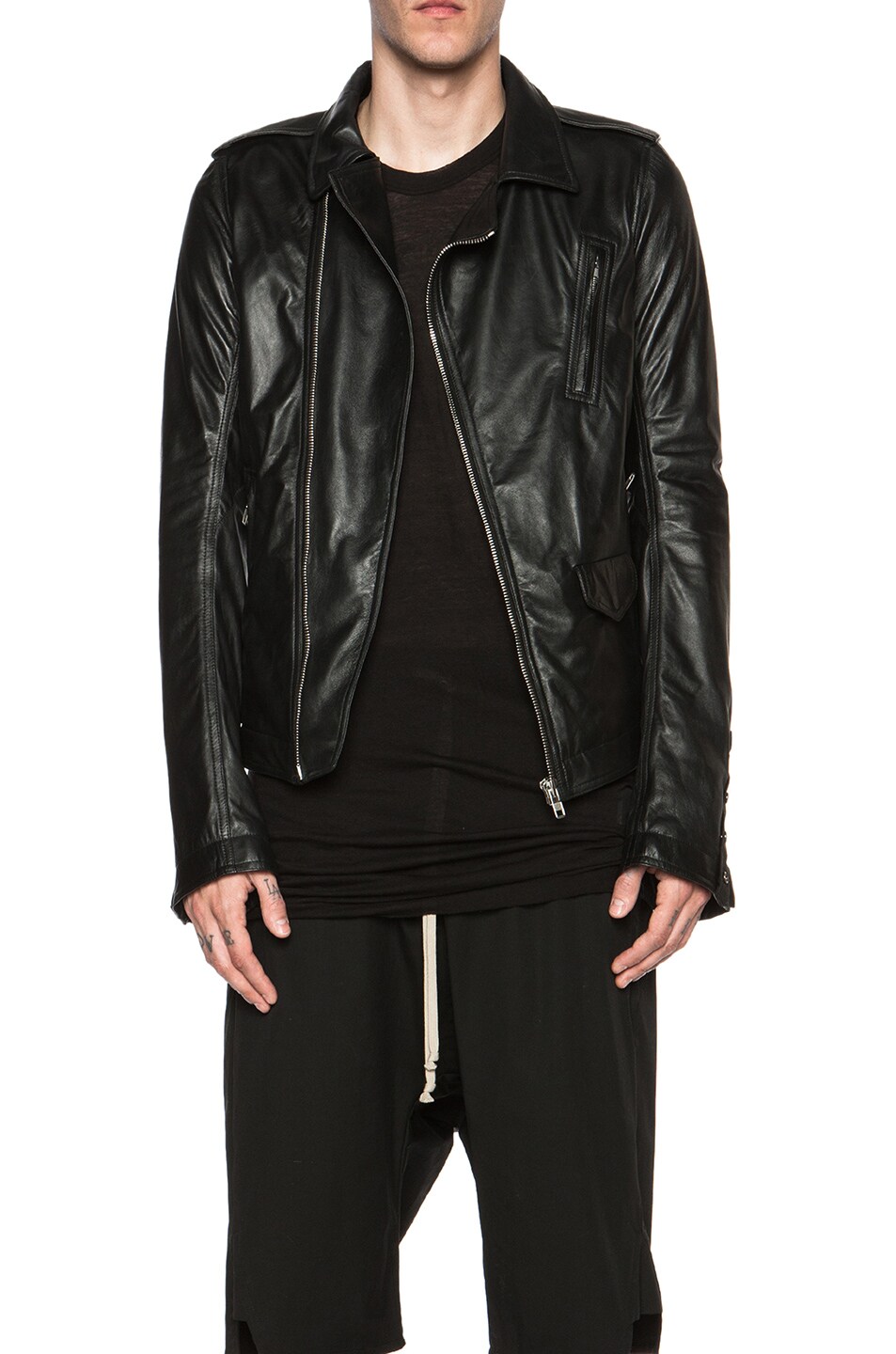 Image 1 of Rick Owens New Stooges Leather Biker Jacket in Black