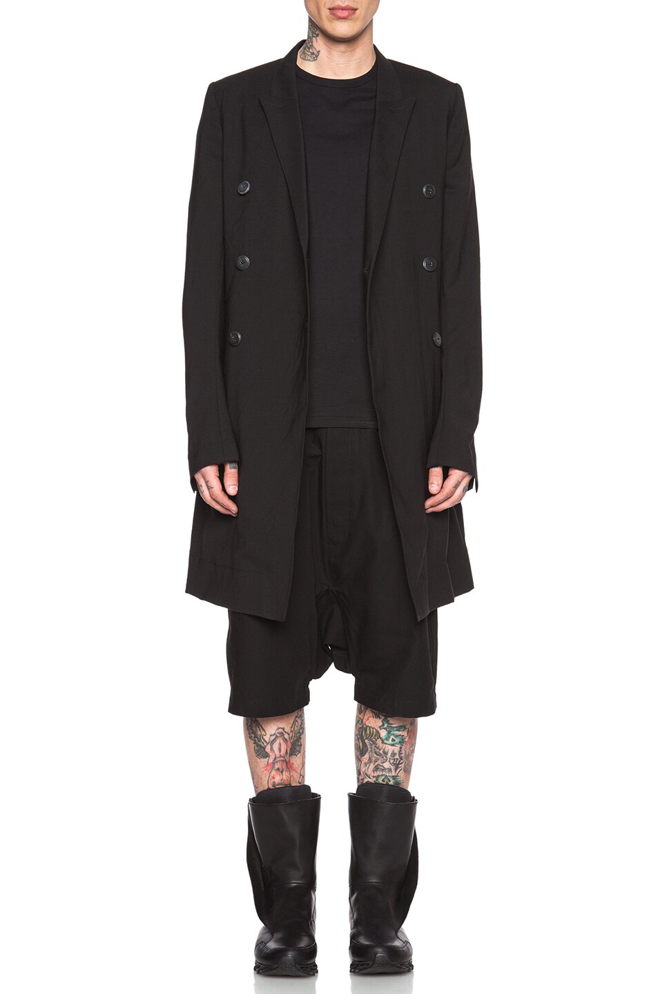 Image 1 of Rick Owens Soft Pea Trench in Black