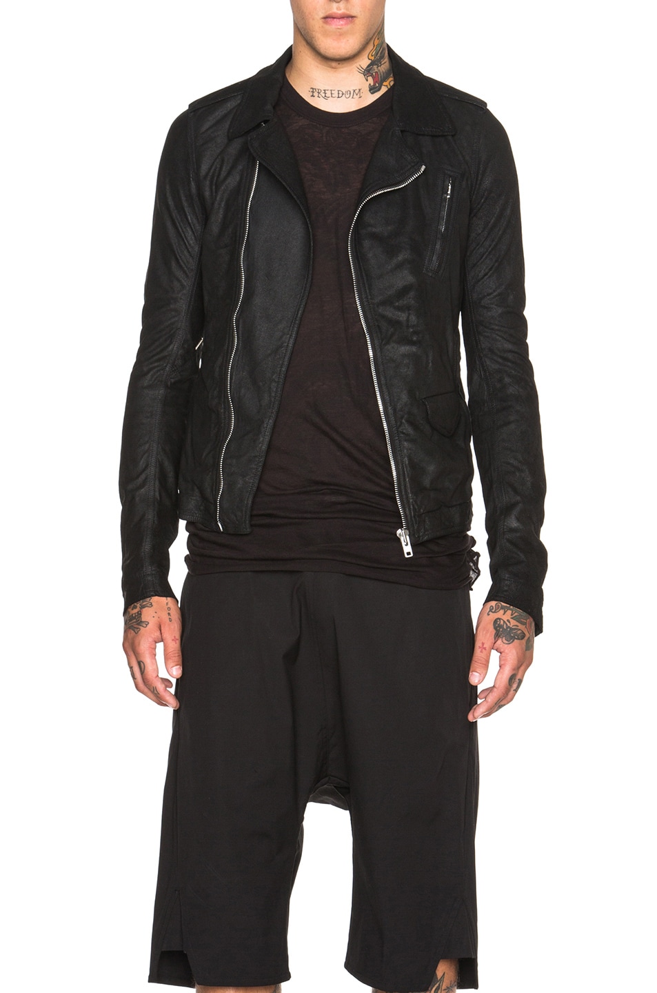 Image 1 of Rick Owens Stooges Biker Leather Jacket in Black