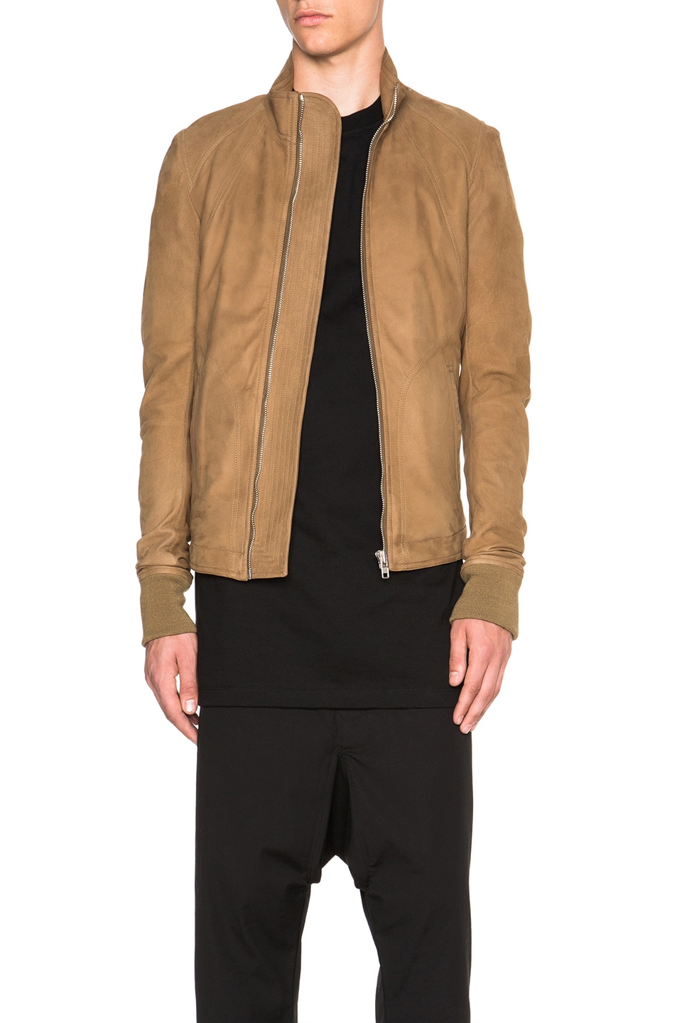 Image 1 of Rick Owens Intarsia Leather Jacket in Mustard