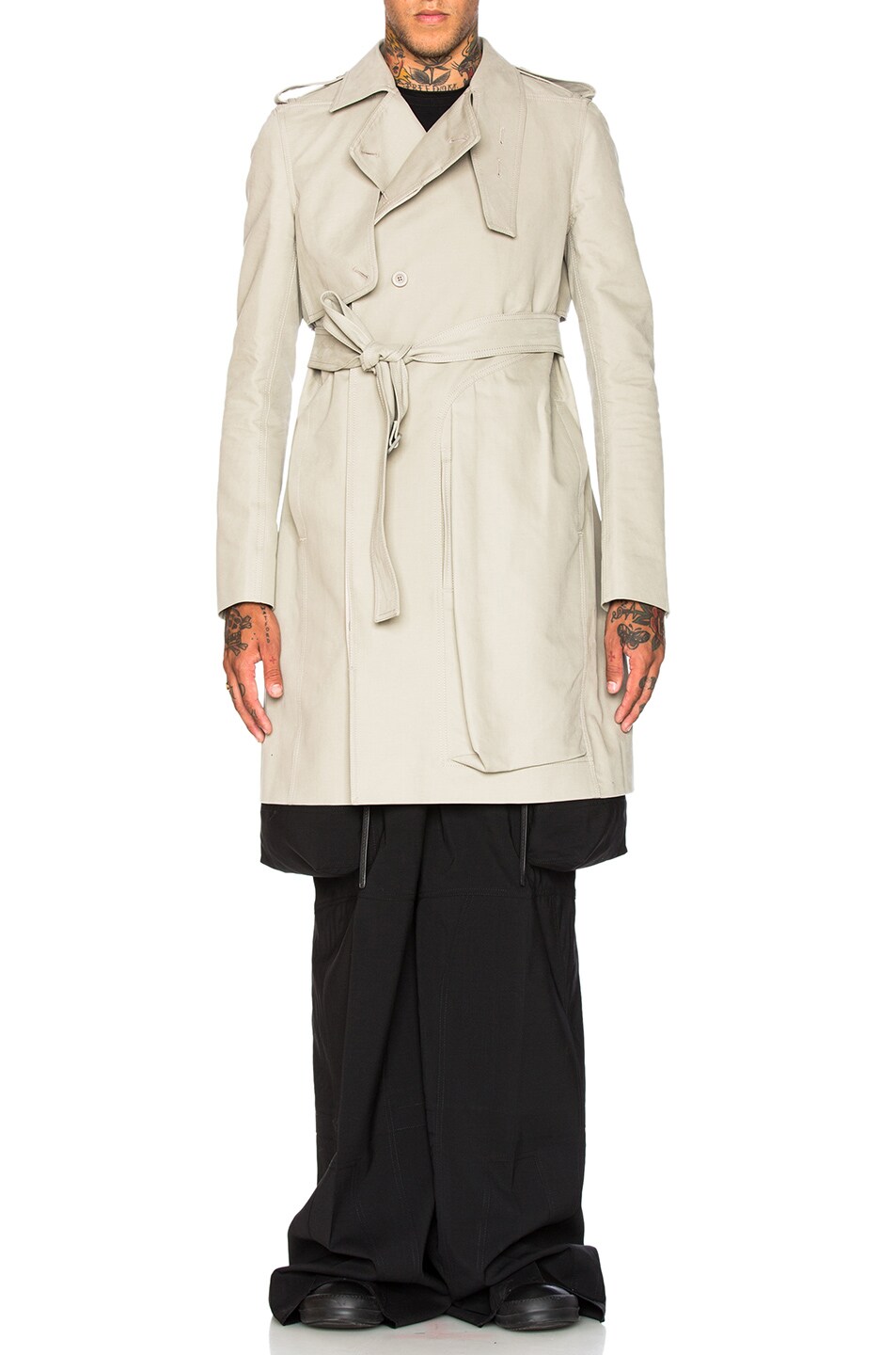 Image 1 of Rick Owens Cargo Trench in Black & Pearl
