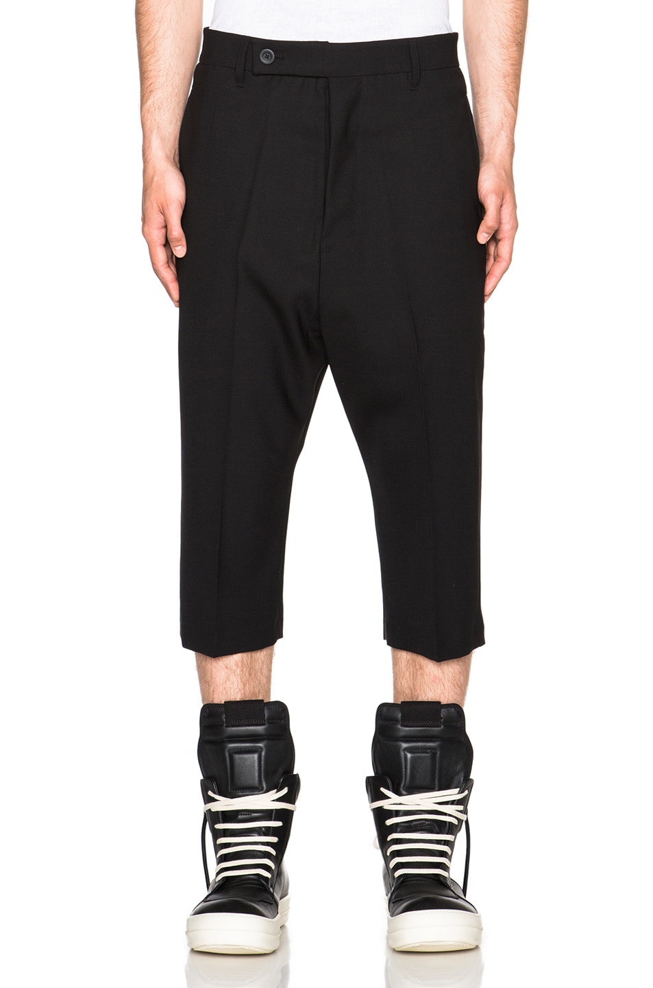 Image 1 of Rick Owens Cropped Easy Astaires Trousers in Black