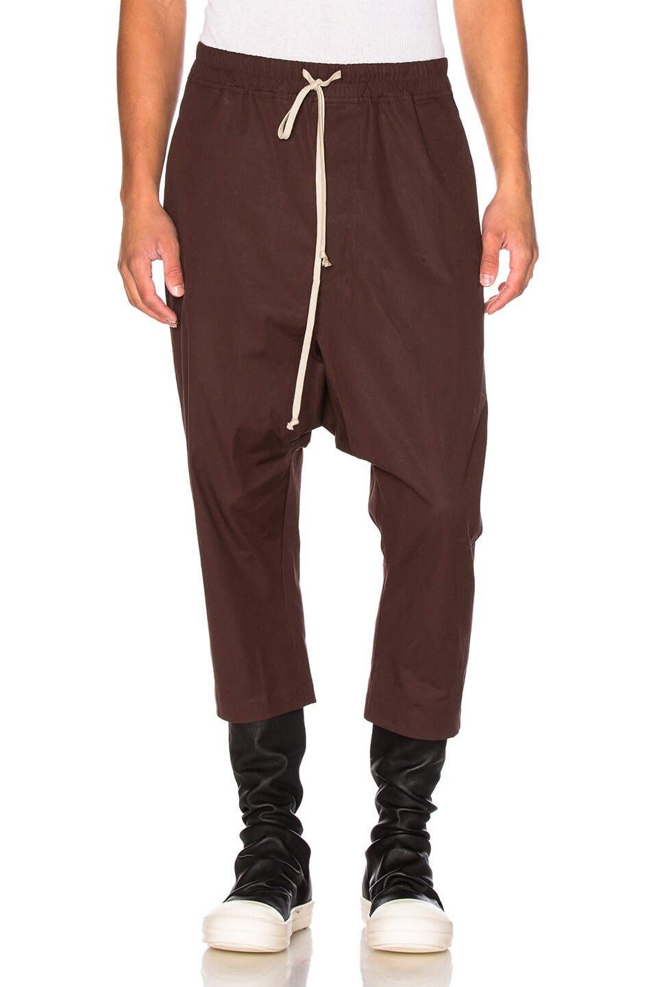 Image 1 of Rick Owens Drawstring Cropped Pants in Macassar