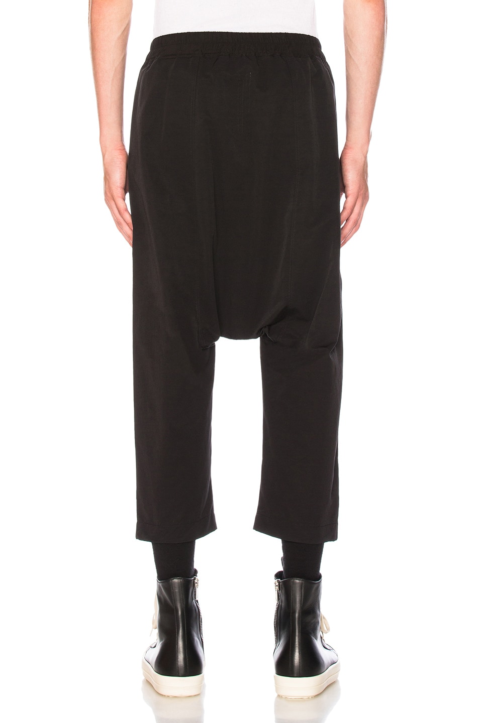 RICK OWENS Drop Crotch Cropped Trousers in Black | ModeSens