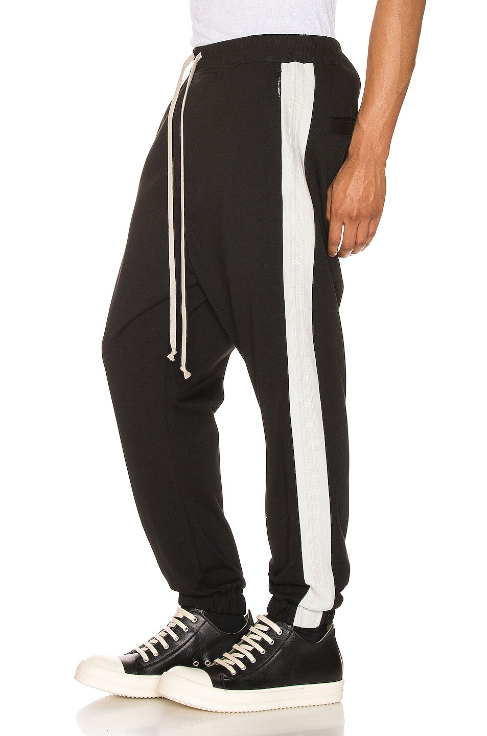 Image 1 of Rick Owens Track Pants in Black & Oyster