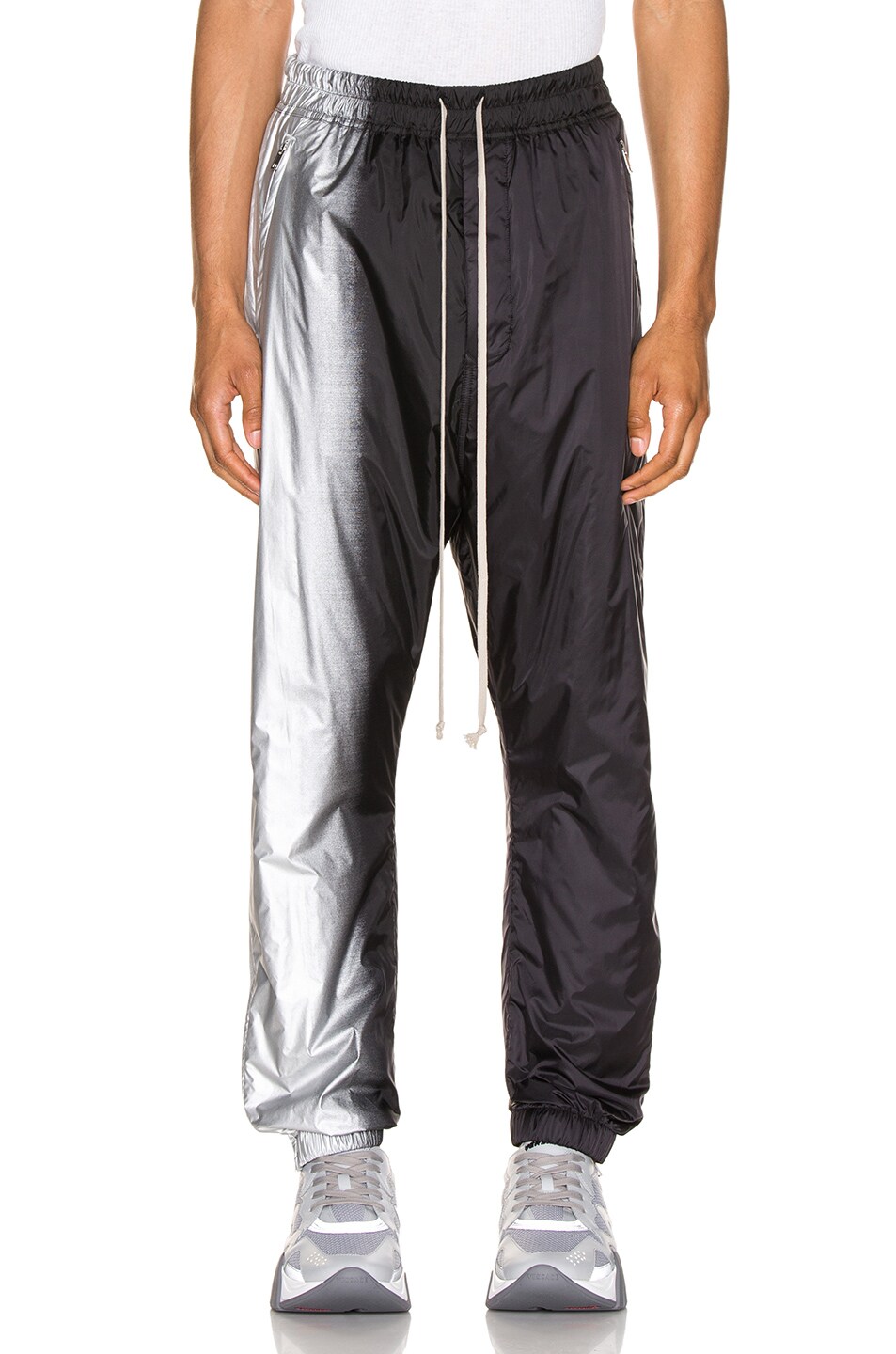 Image 1 of Rick Owens Track Pants in Black & Silver