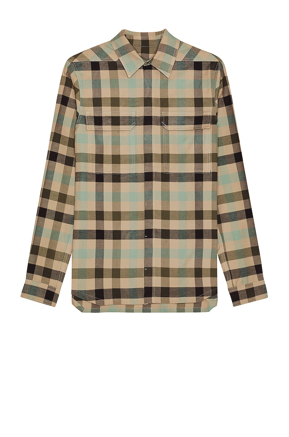 Image 1 of Rick Owens Work Shirt in Pearl Plaid