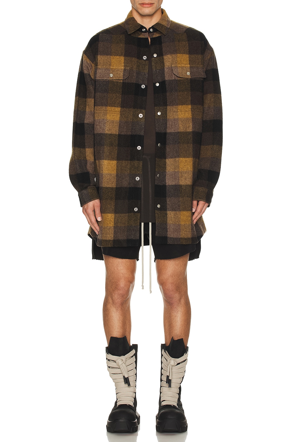 Image 1 of Rick Owens Oversized Outershirt in Honey Plaid