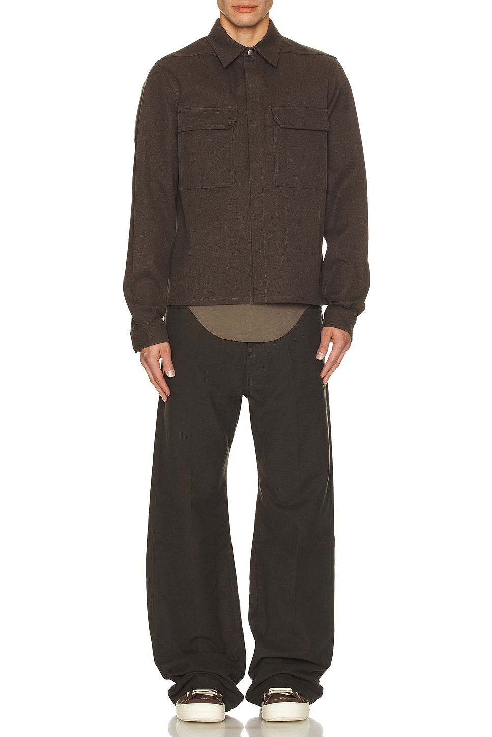 Image 1 of Rick Owens Cropped Work Shirt in Ash