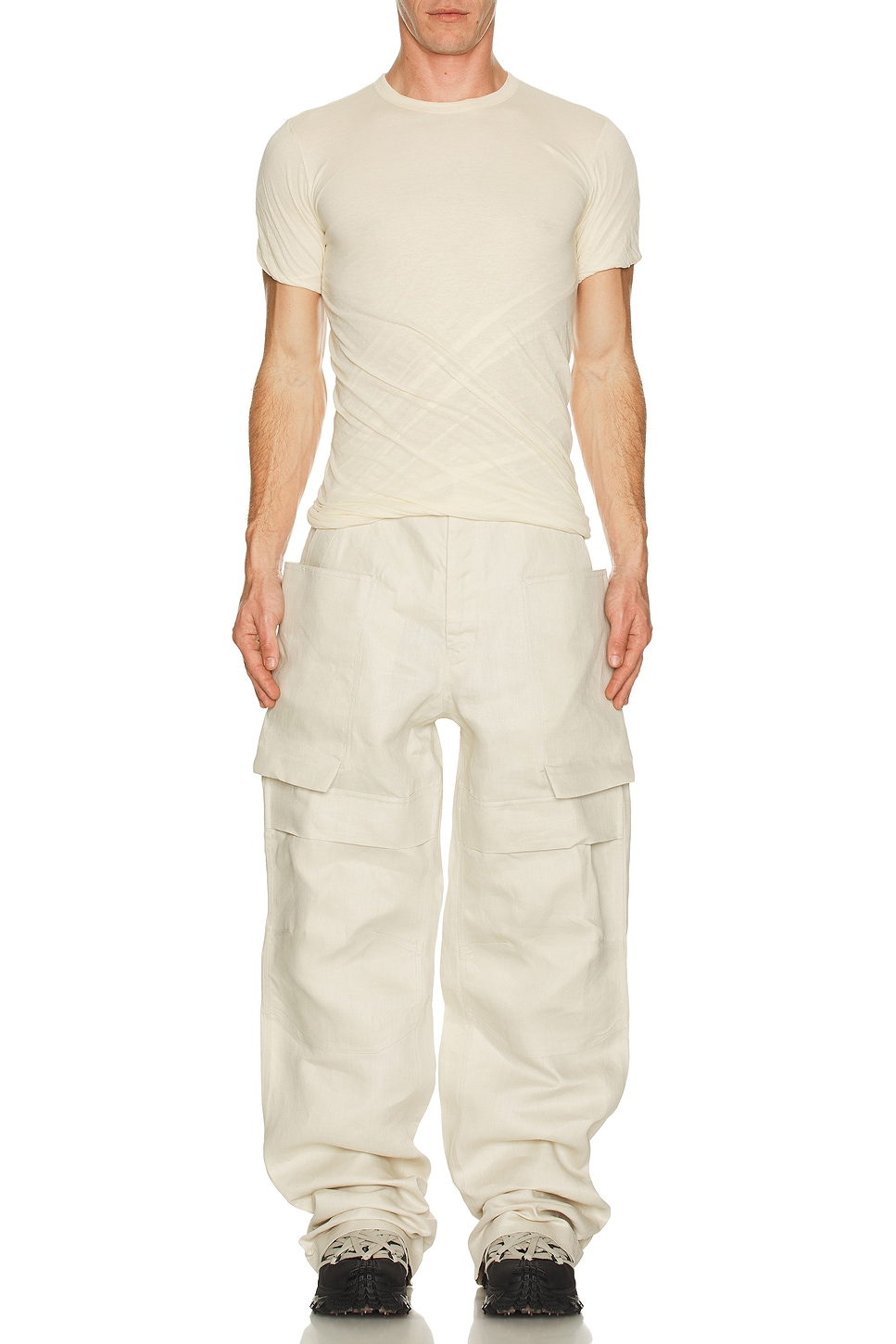 Image 1 of Rick Owens Double Tee in Natural