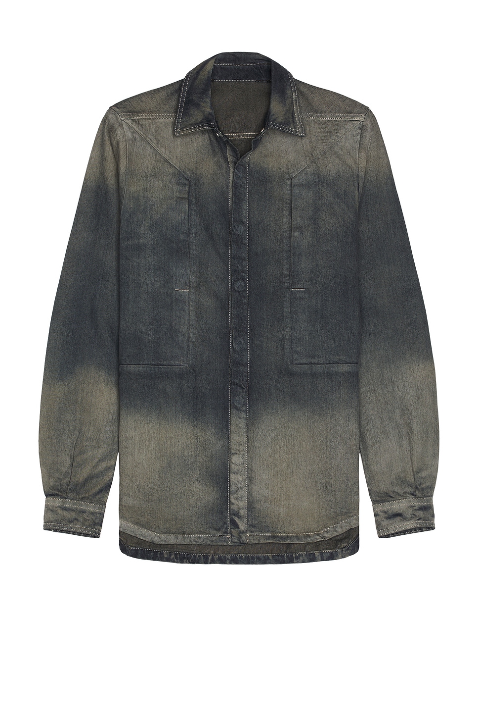 Image 1 of Rick Owens Fogpocket Denim Outershirt in Darkdust Degrade