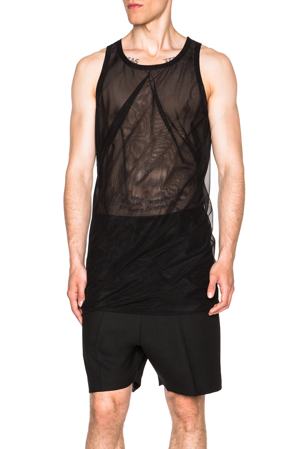 Image 1 of Rick Owens Twisted Tulle Tank in Black