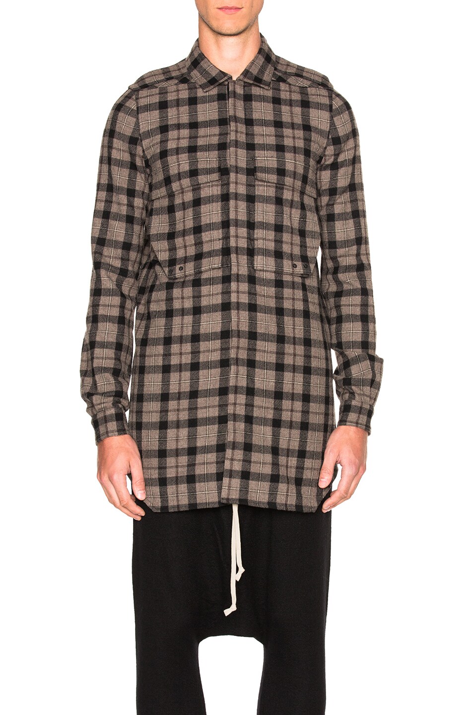 Image 1 of Rick Owens Field Shirt in Black & DNA Dust