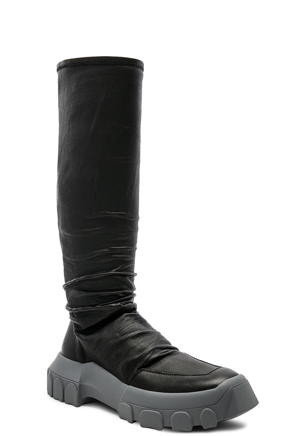 Image 1 of Rick Owens Stretch Leather Hiking Socks in Black