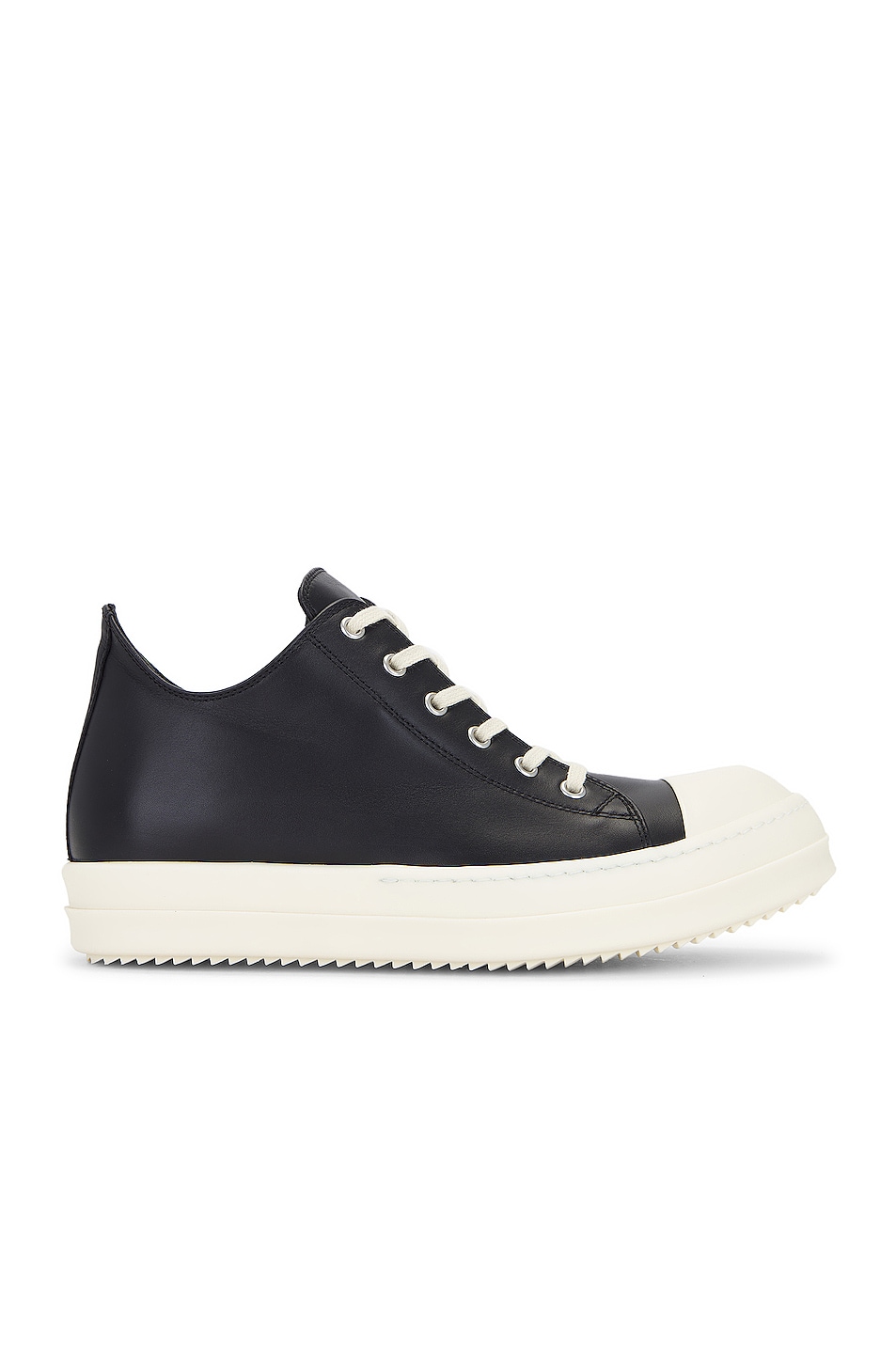 Image 1 of Rick Owens Low Calf Leather Sneaker In Black & Milk in Black & Milk