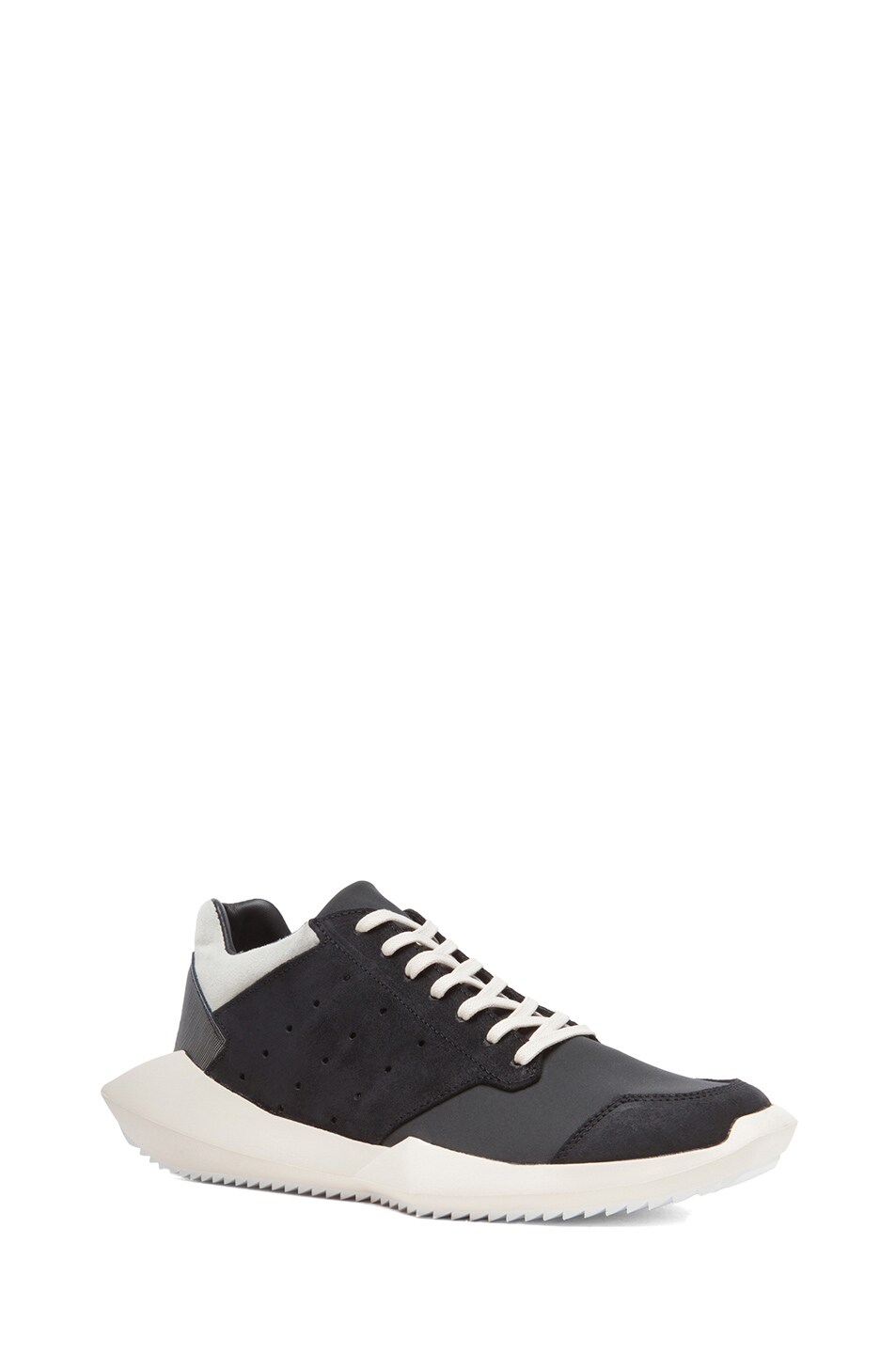 Image 1 of Rick Owens x Adidas Leather & Suede Trainers in Black & White