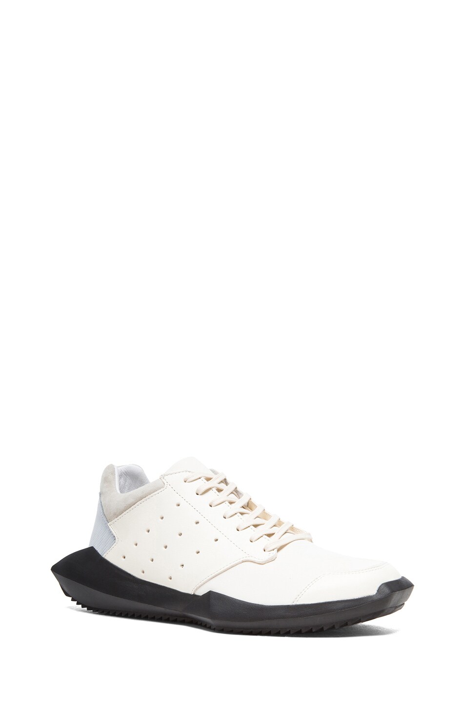 Image 1 of Rick Owens x Adidas Leather Trainers in White & Black