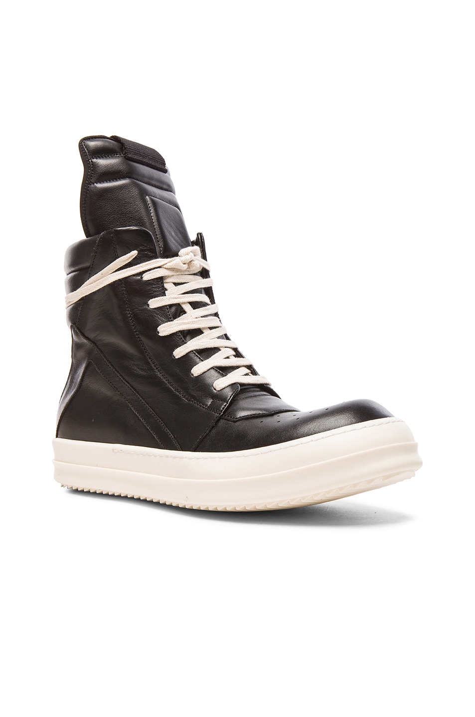 Image 1 of Rick Owens Geobasket Leather Sneakers in Black