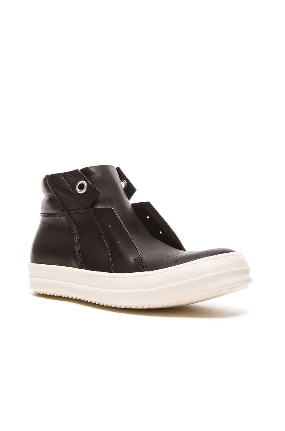 Image 1 of Rick Owens Island Dunk Leather Sneakers in Black
