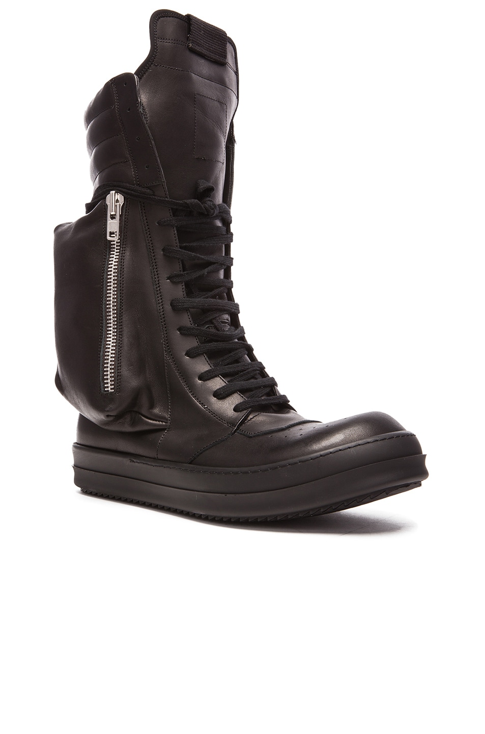 Image 1 of Rick Owens Cargobasket Leather Boots in Black