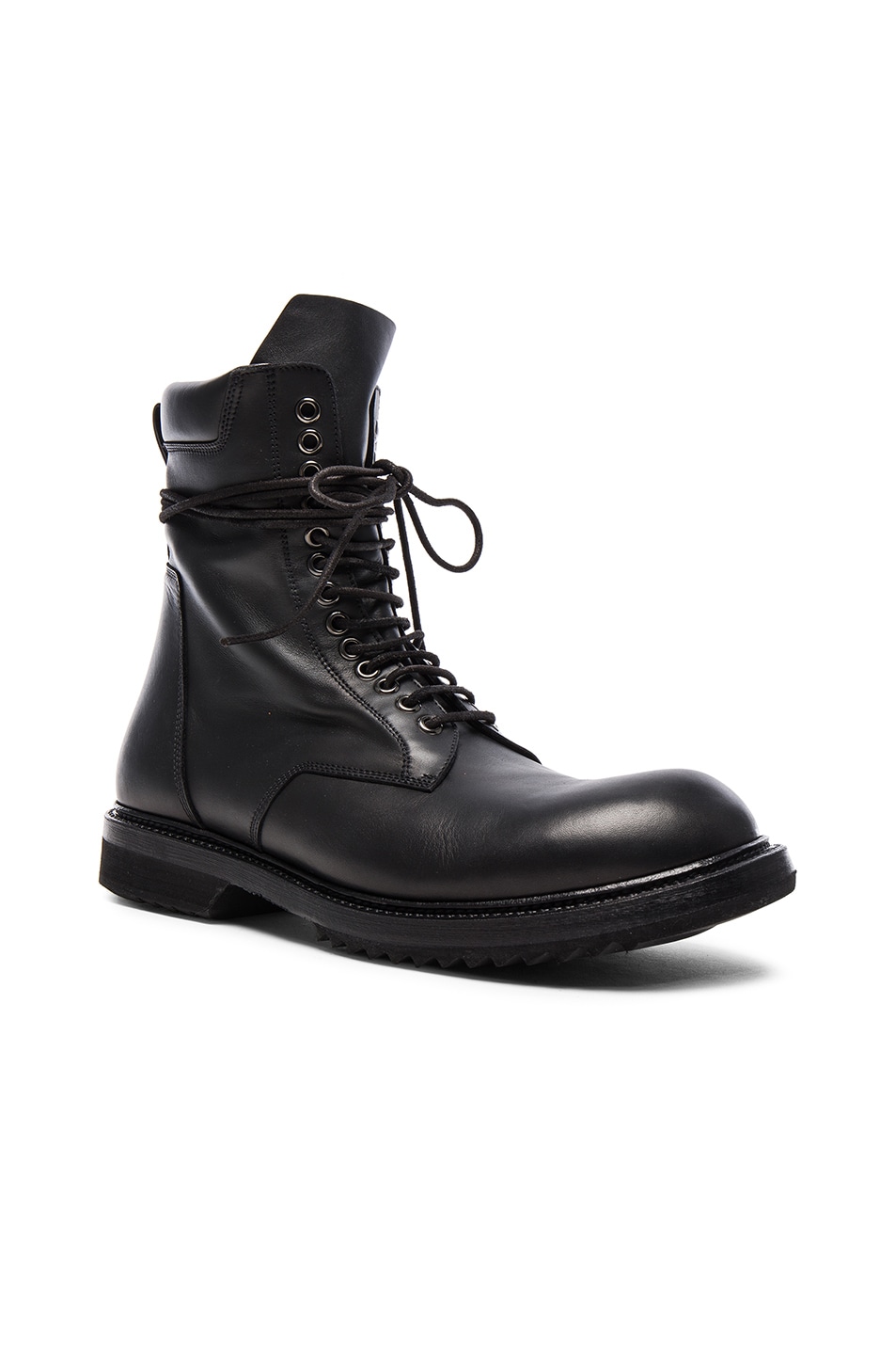 Rick Owens Low Leather Army Boots in Black | FWRD