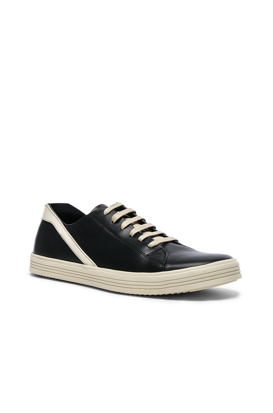 Image 1 of Rick Owens Leather Geothrasher Sneakers in Black & White