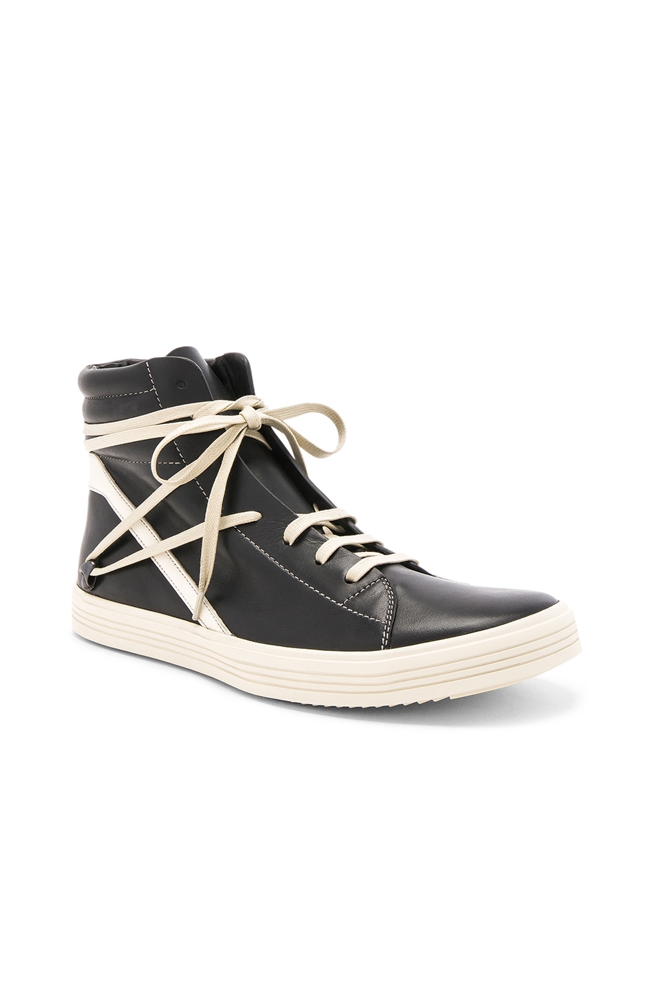 Image 1 of Rick Owens Leather Thrasher Sneakers in Black