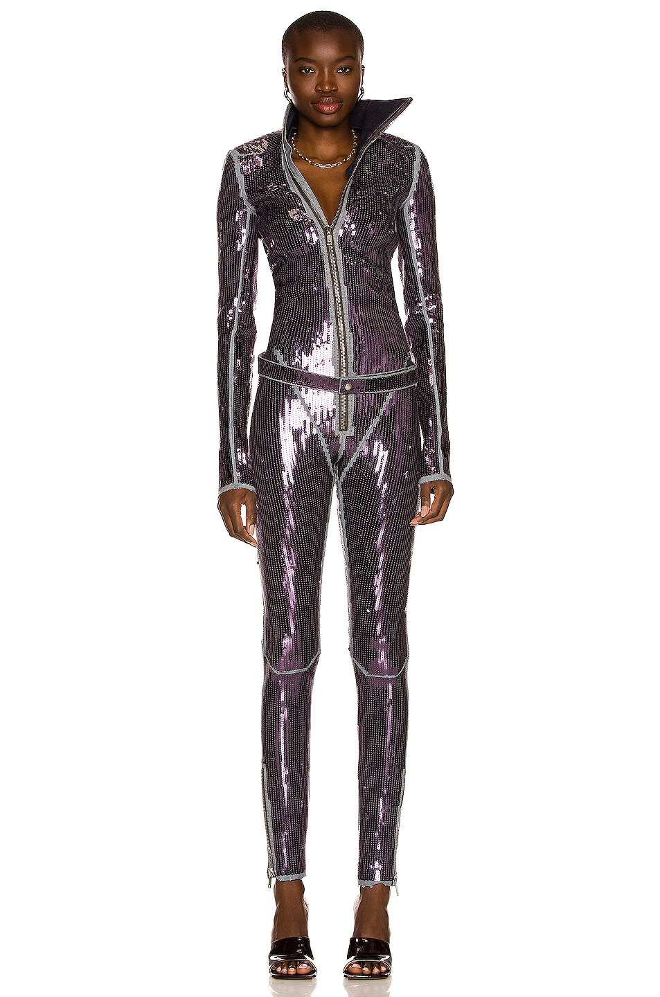 Image 1 of Rick Owens Geth Catsuit in Blue & Eggplant