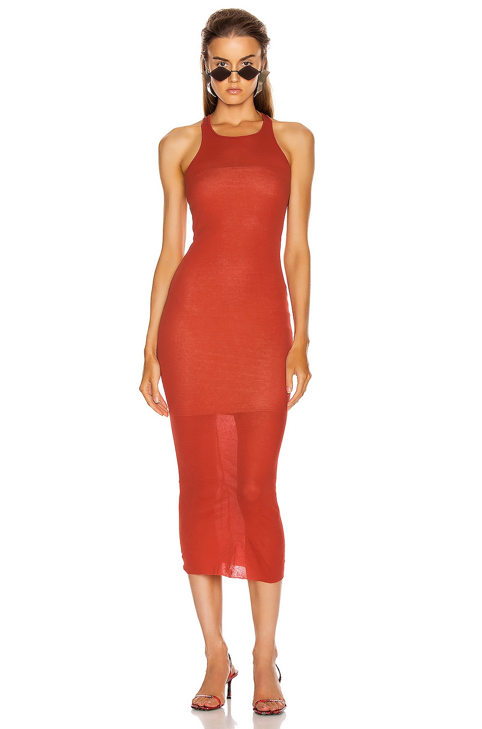 Image 1 of Rick Owens Tank Dress in Cardinal Red