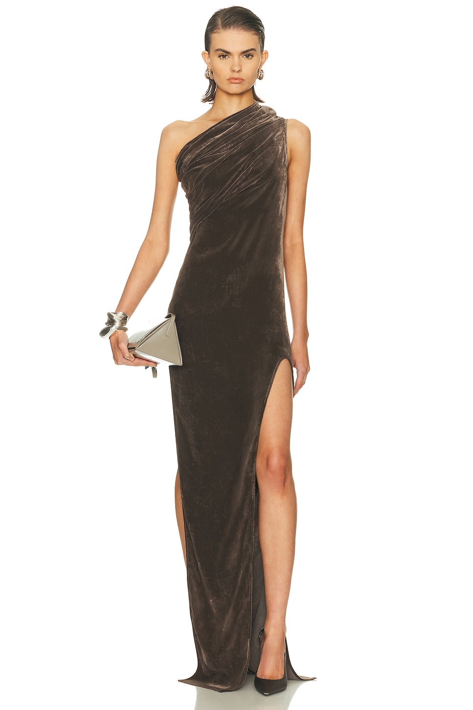 Rick Owens Athena Arrowhead Gown In Brown