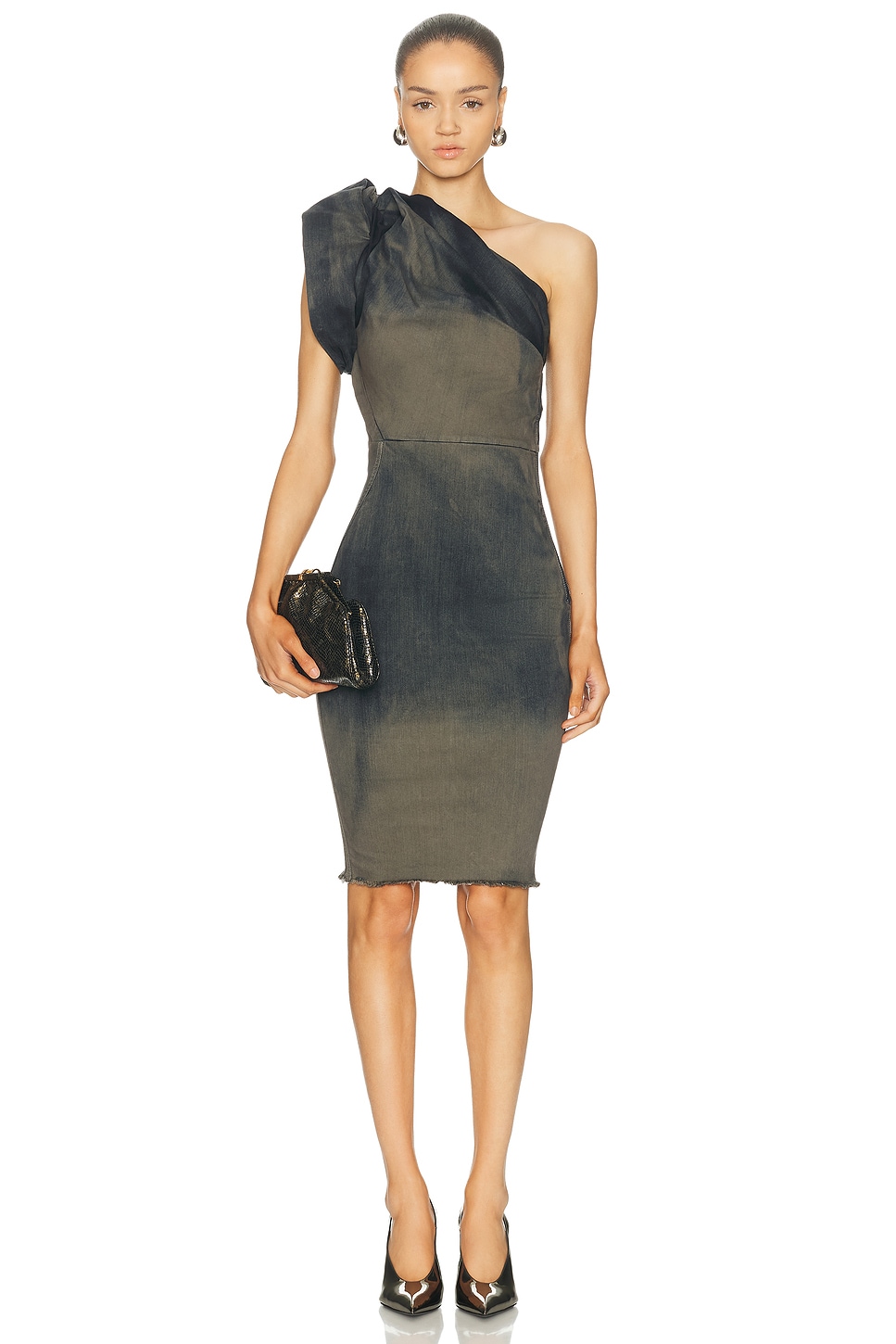 Image 1 of Rick Owens Twist Dress in Darkdust Degrade