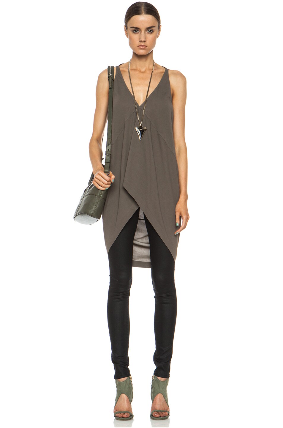 Image 1 of Rick Owens Simple Viscose-Blend Tank Dress in DNA Dust
