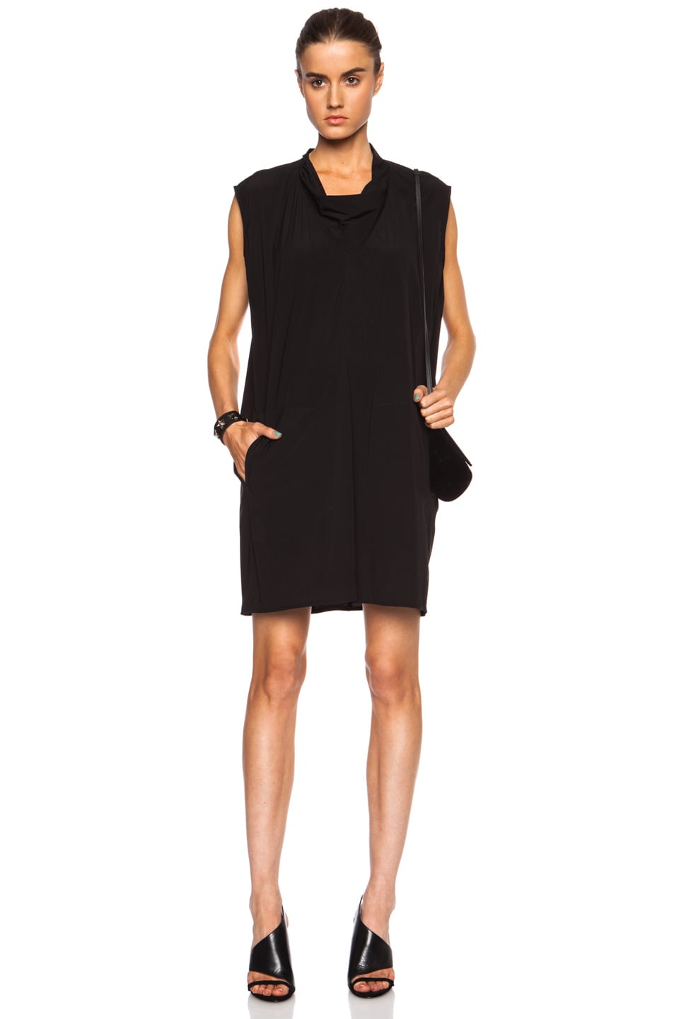 Image 1 of Rick Owens Cowled Polyamide-Blend Tunic in Black