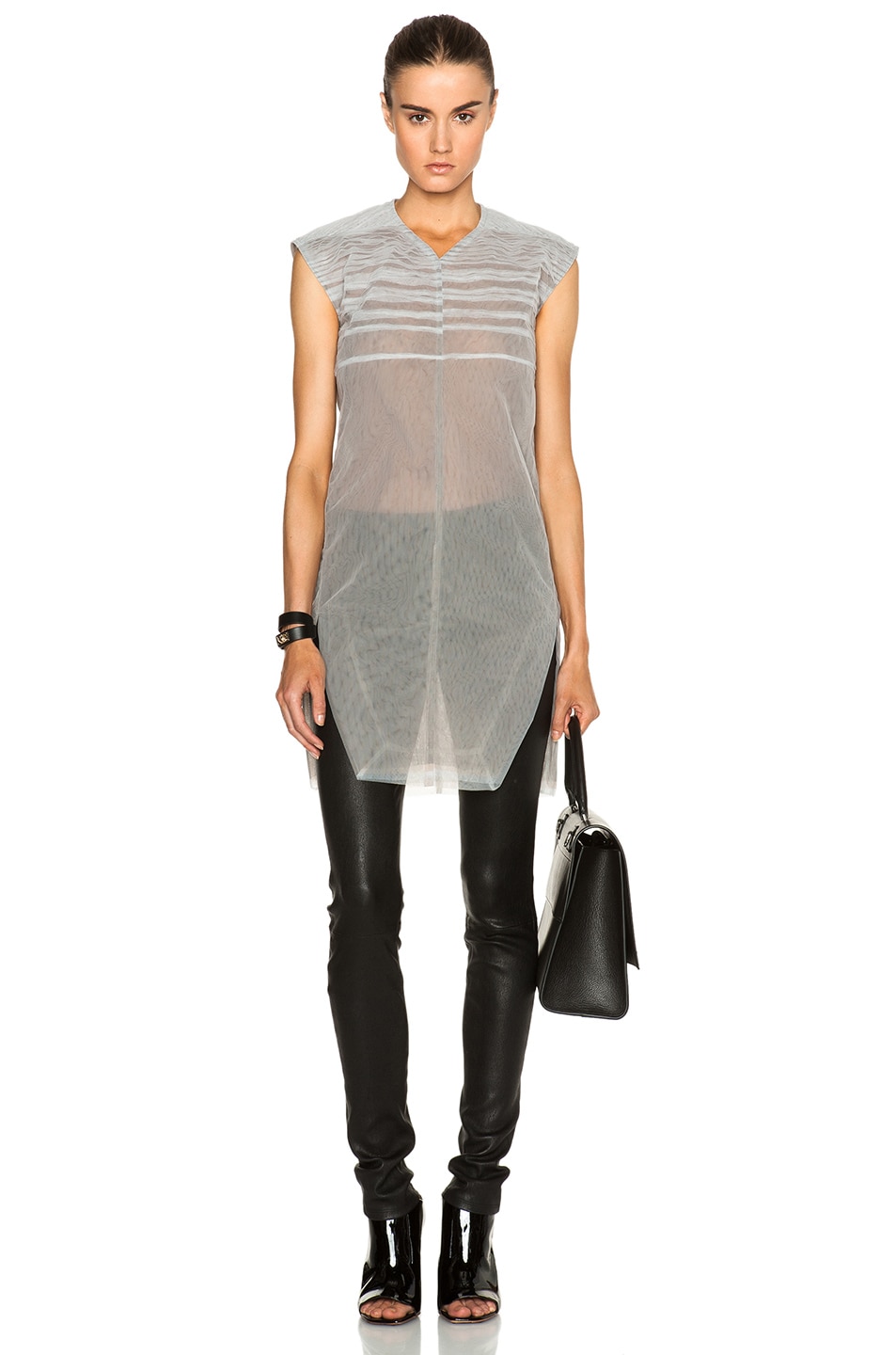 Image 1 of Rick Owens Tulle & Degrade Shell Dress in Dark Grey & Pearl