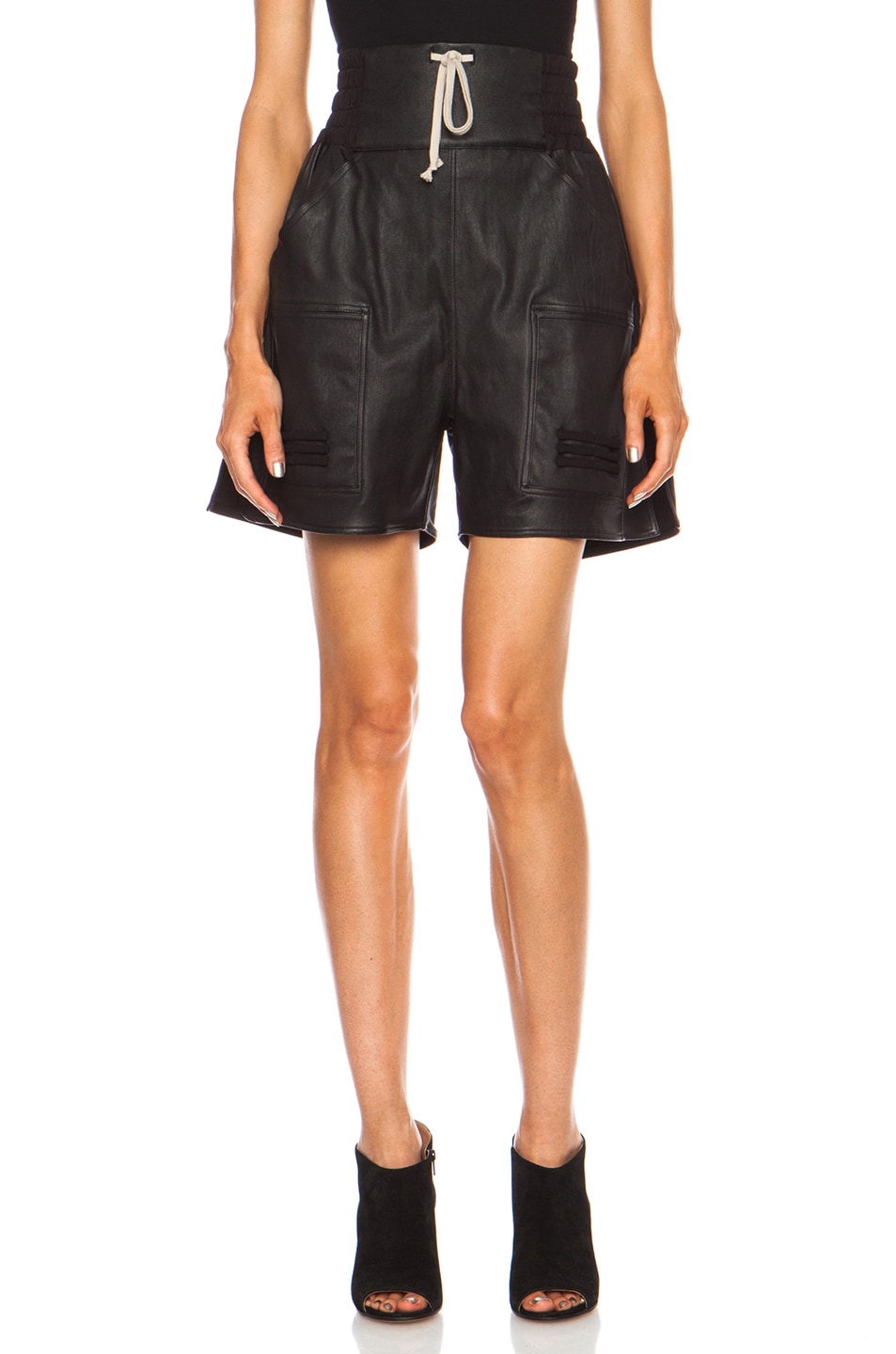 Image 1 of Rick Owens Leather Boxer Leather Short in Black