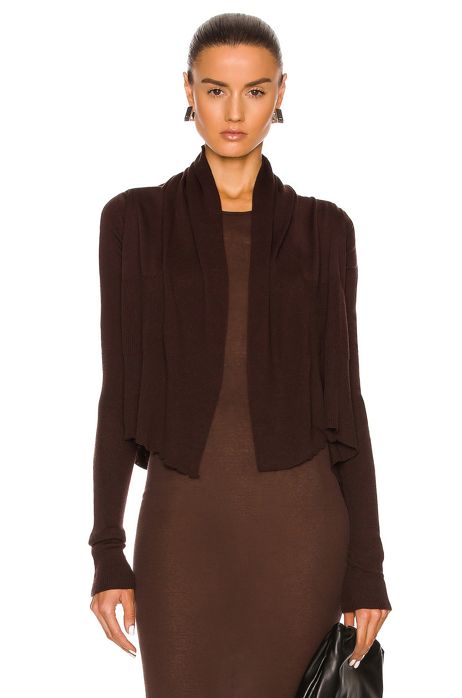 Image 1 of Rick Owens Short Wrap Cardigan in Oxblood