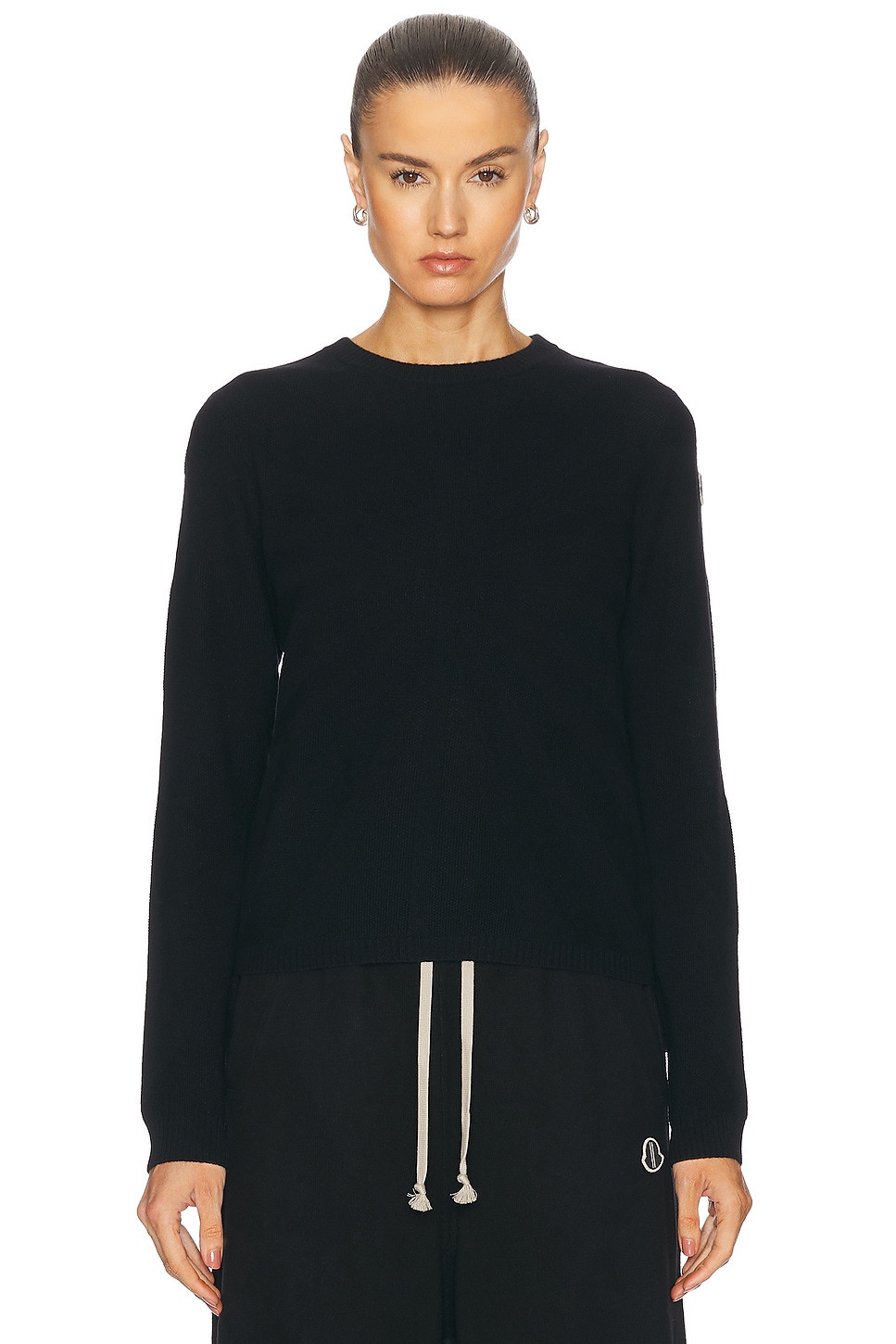 Image 1 of Rick Owens X Moncler Biker Round Neck Sweater in Black