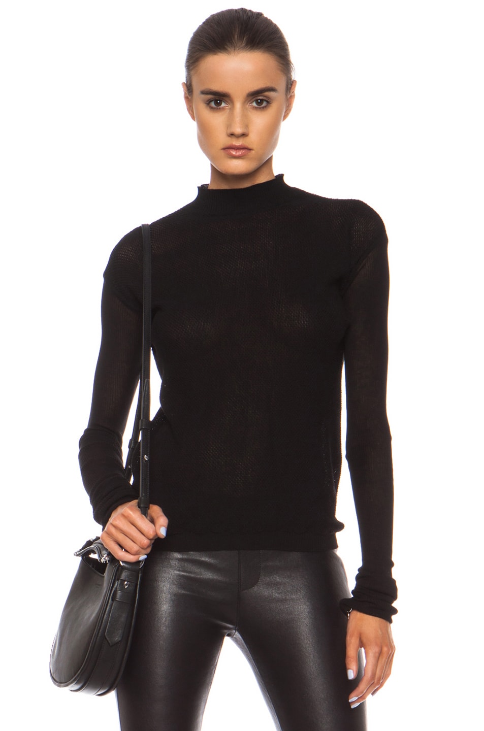 Image 1 of Rick Owens Biker Lupetto Knit Pullover in Black