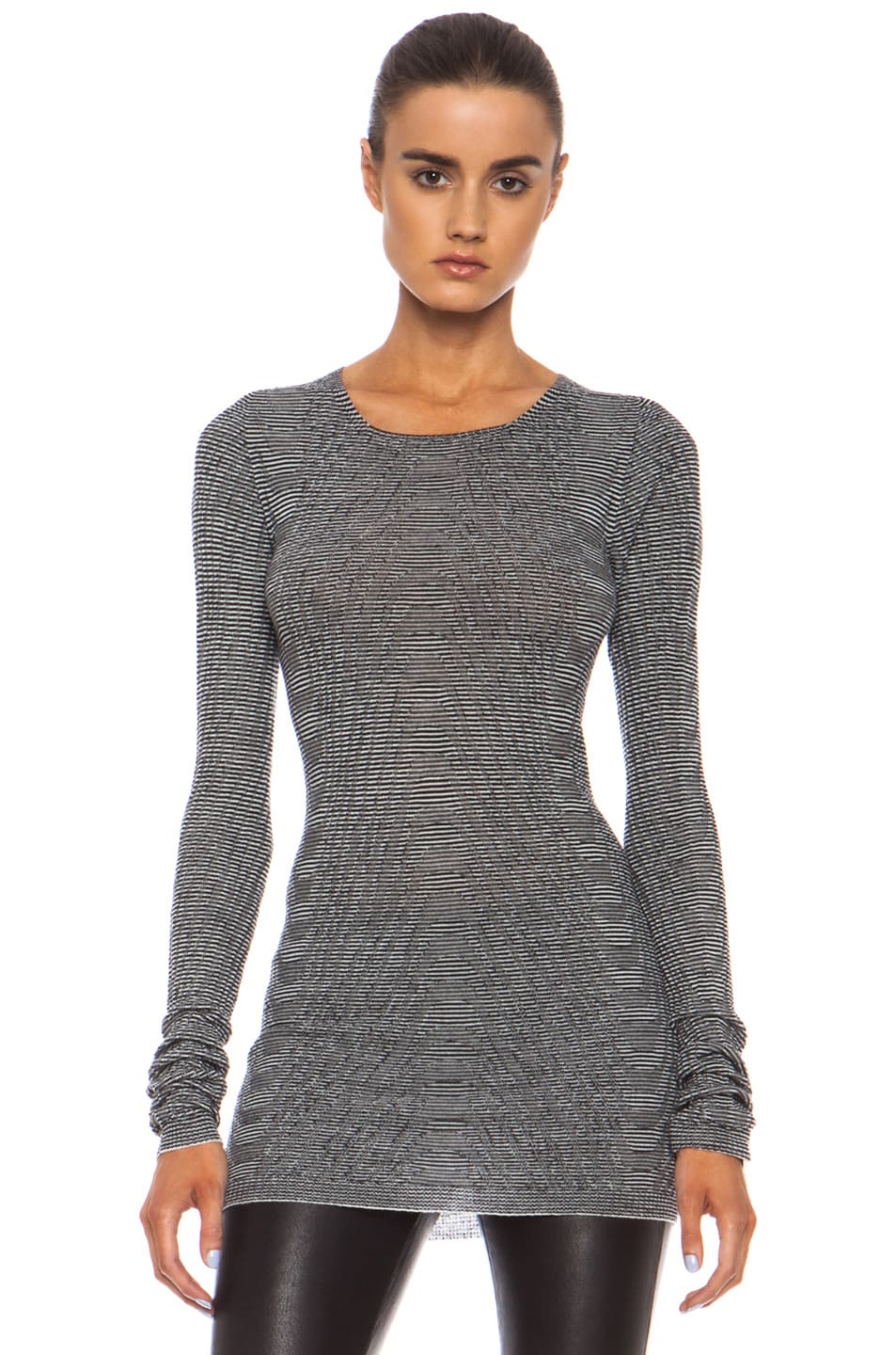 Image 1 of Rick Owens Round Neck Wool Pullover in Black & White